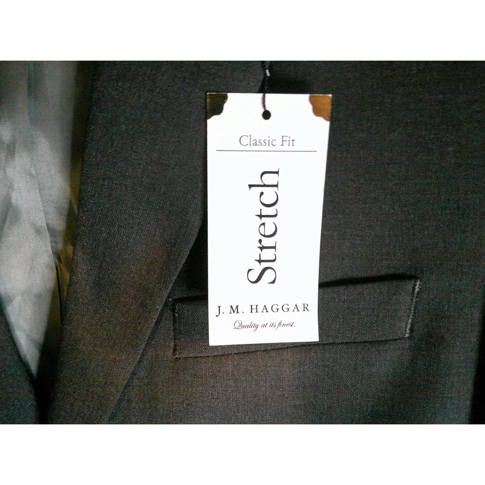 J.M Haggar Men's Classic Fit Stretch Blazer Dark Gray Heather $220 NWT DISC SHIP